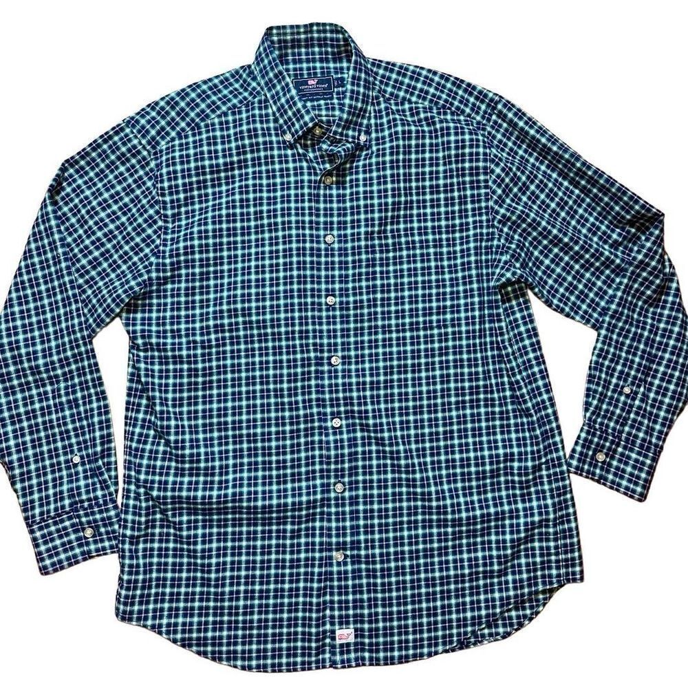 Vineyard Vines‎ Classic Fit Murray Shirt Sz L blue green plaid